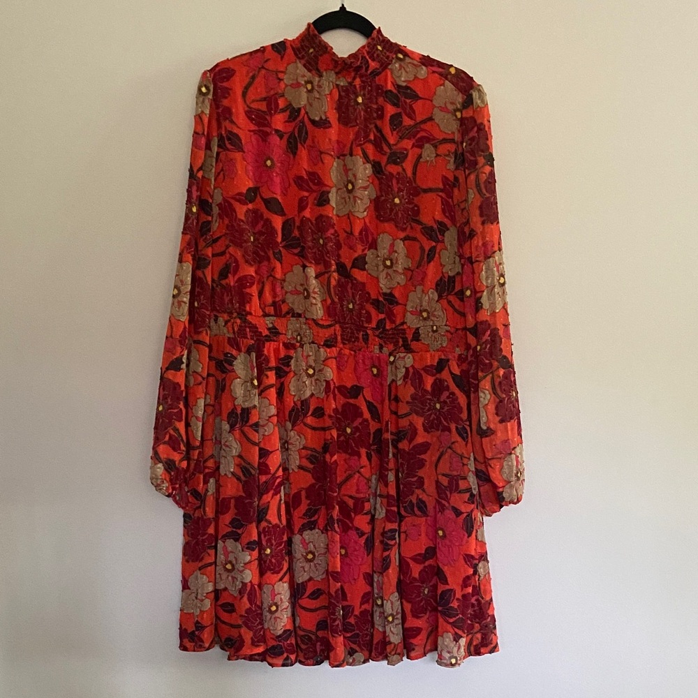 Torrid Red Floral High-Neck Long Sleeve Dress. Plus size 2